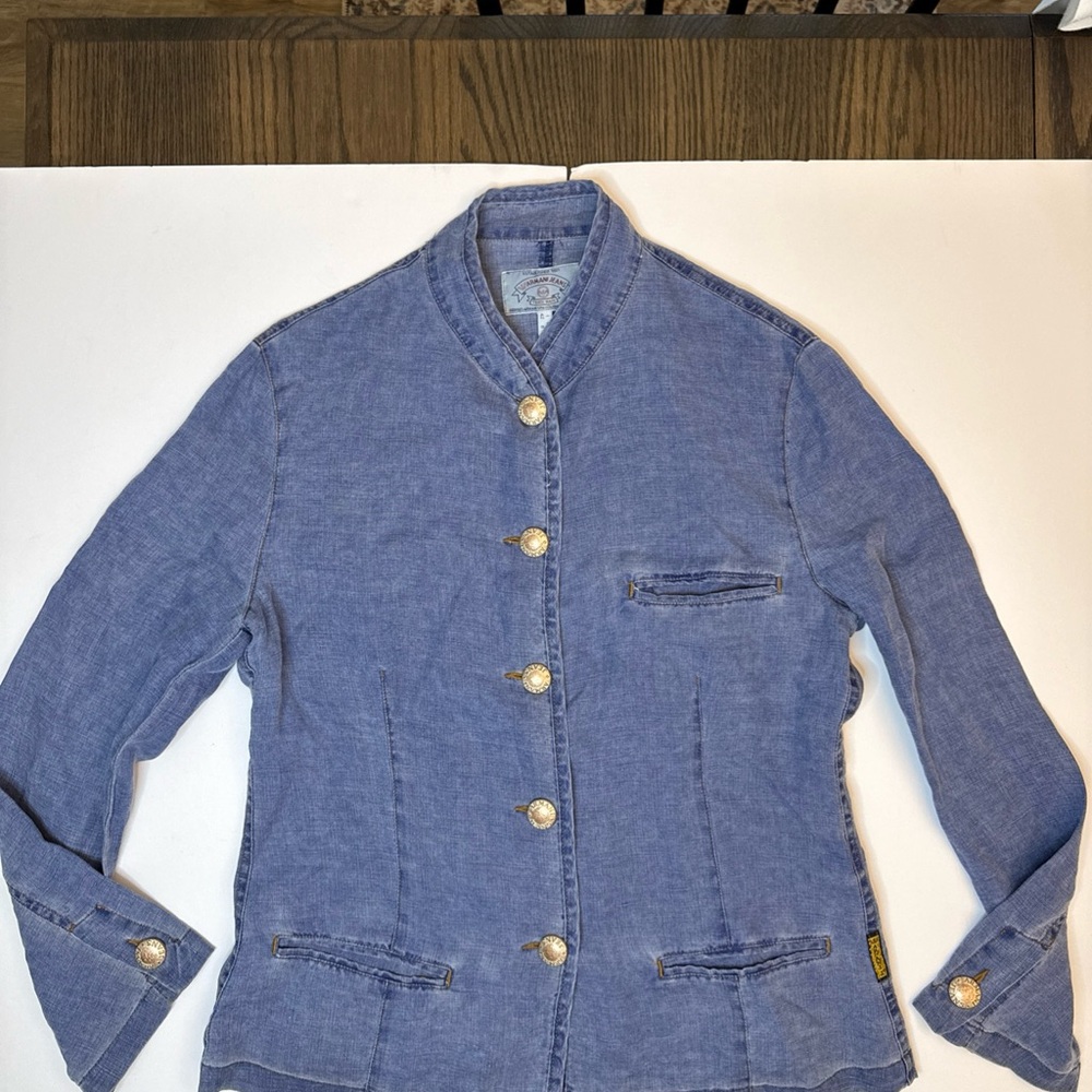 Armani Jeans Light Blue Denim Button Jacket with metal Buttons